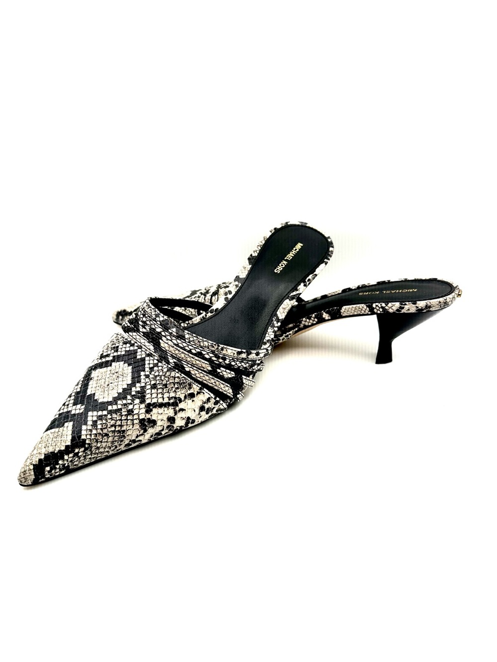 Michael Kors Snake Print Kitten Heel Mule Pumps Pointed Toe Slides 7.5